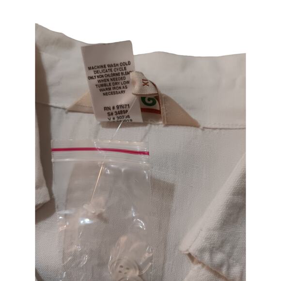 NEW Floral Embroidered Blouse Top Shirt Cotton Linen Plus 1X Off-White Blue Boho - Picture 9 of 11